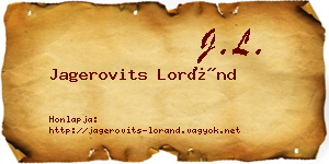 Jagerovits Loránd névjegykártya